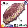 3 Falten 8 Rippen Schöne Sonnenblume Printed Umbrella für Lady Nice Umbrella